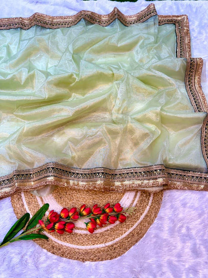 Designer Twill Net Saree With Color Option