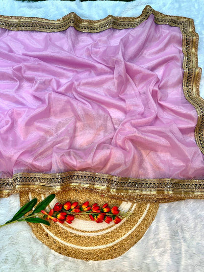 Designer Twill Net Saree With Color Option