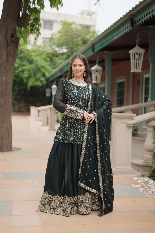 Designer Wedding Wear Kurta Plazzo With Dupatta