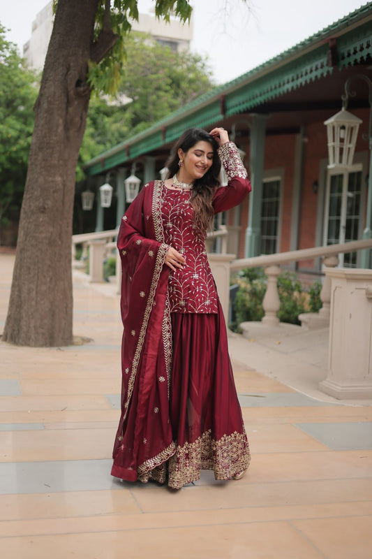 Designer Wedding Wear Kurta Plazzo With Dupatta