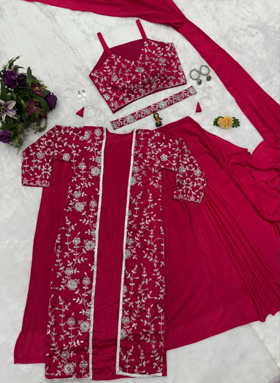 Designer Wedding Wear Ready To Wear Chinon Silk Saree