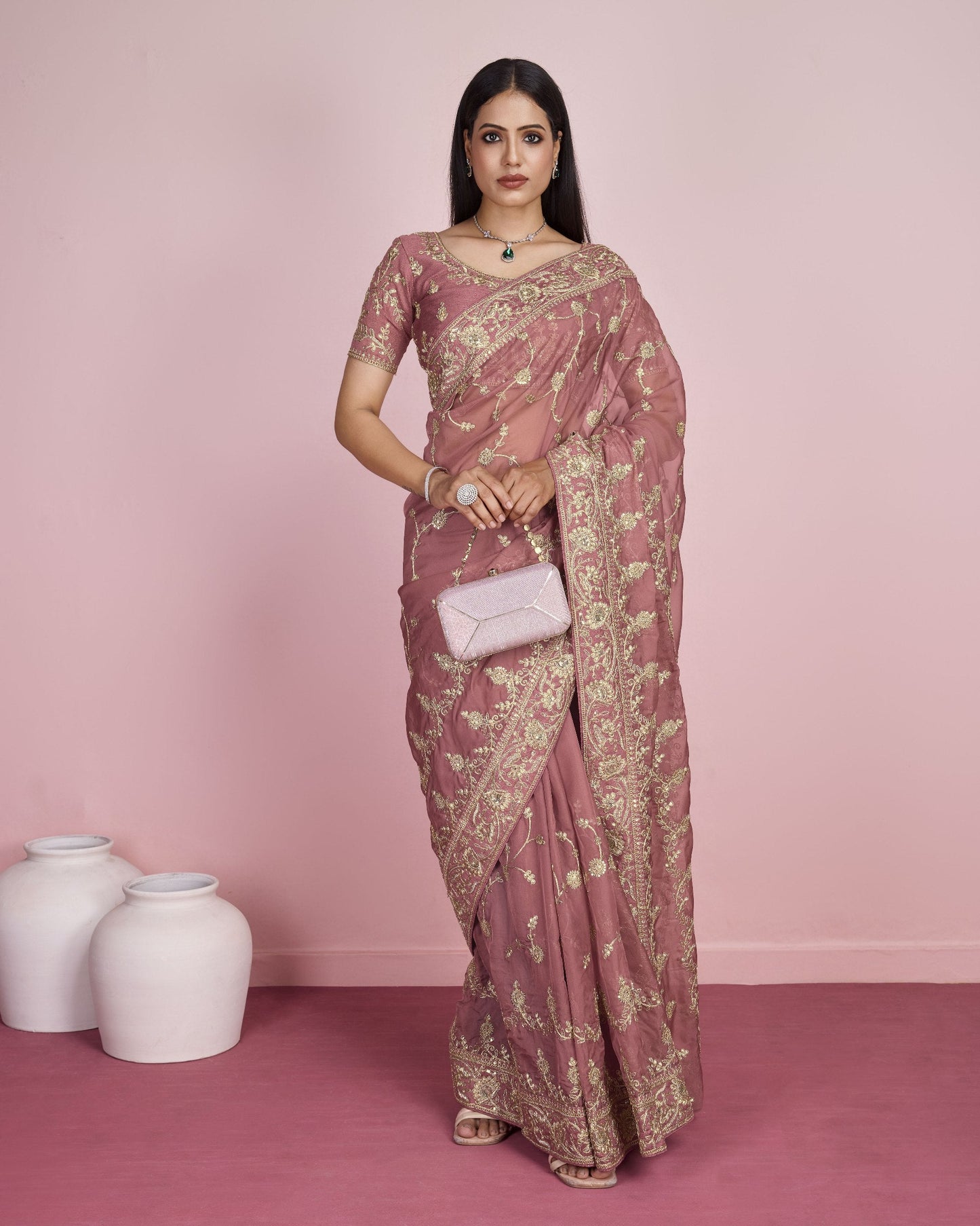 Designer Wedding Wear Taby Silk Organza Saree