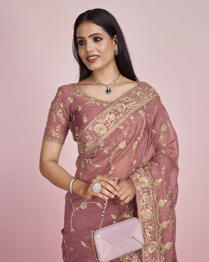 Designer Wedding Wear Taby Silk Organza Saree