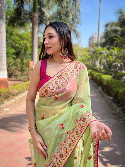 Designer Wedding Wear Twill Net Saree