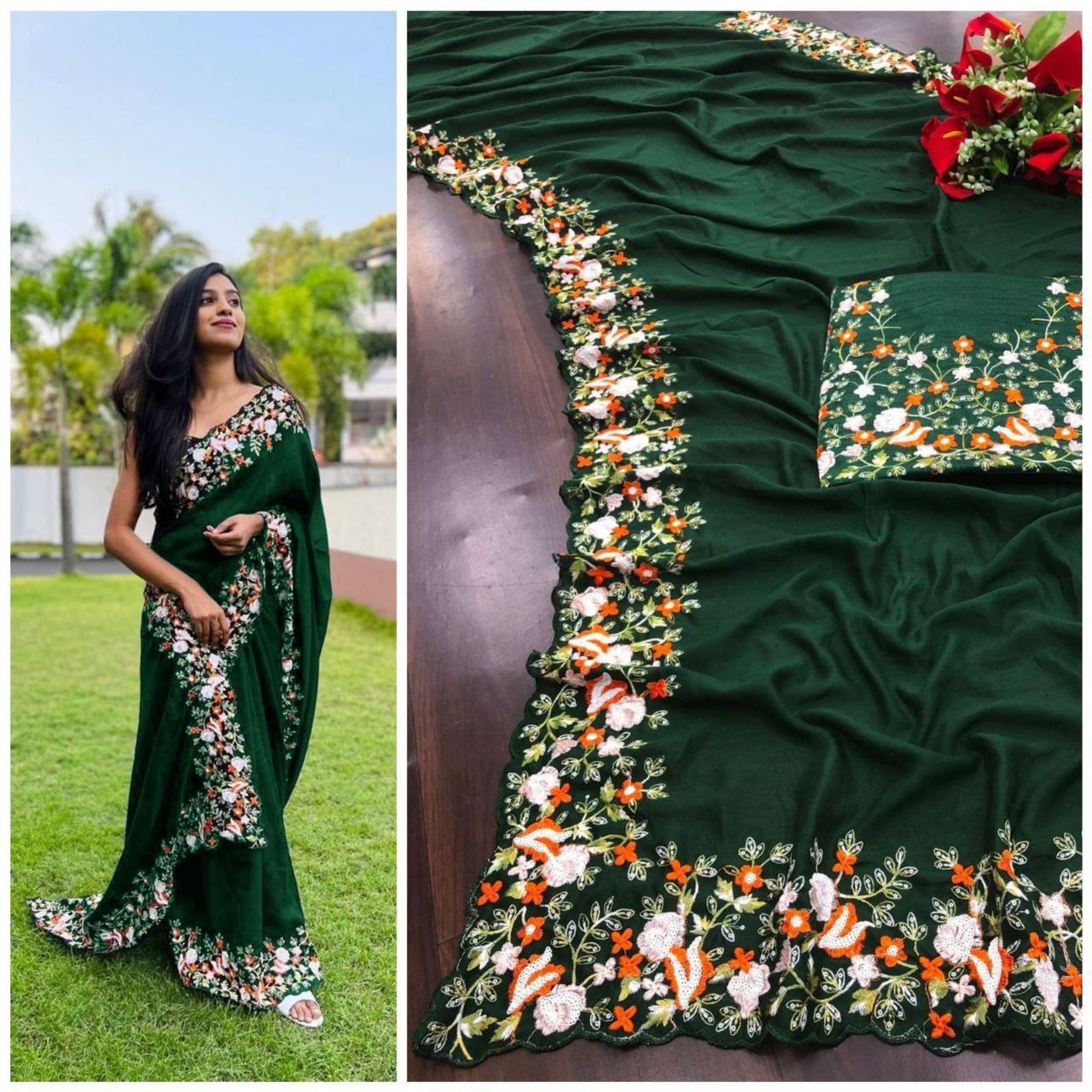 Designer Wedding Wear Vichitra Silk Saree