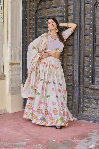 Designer Wedding Wear Vichitra Silk Lehenga