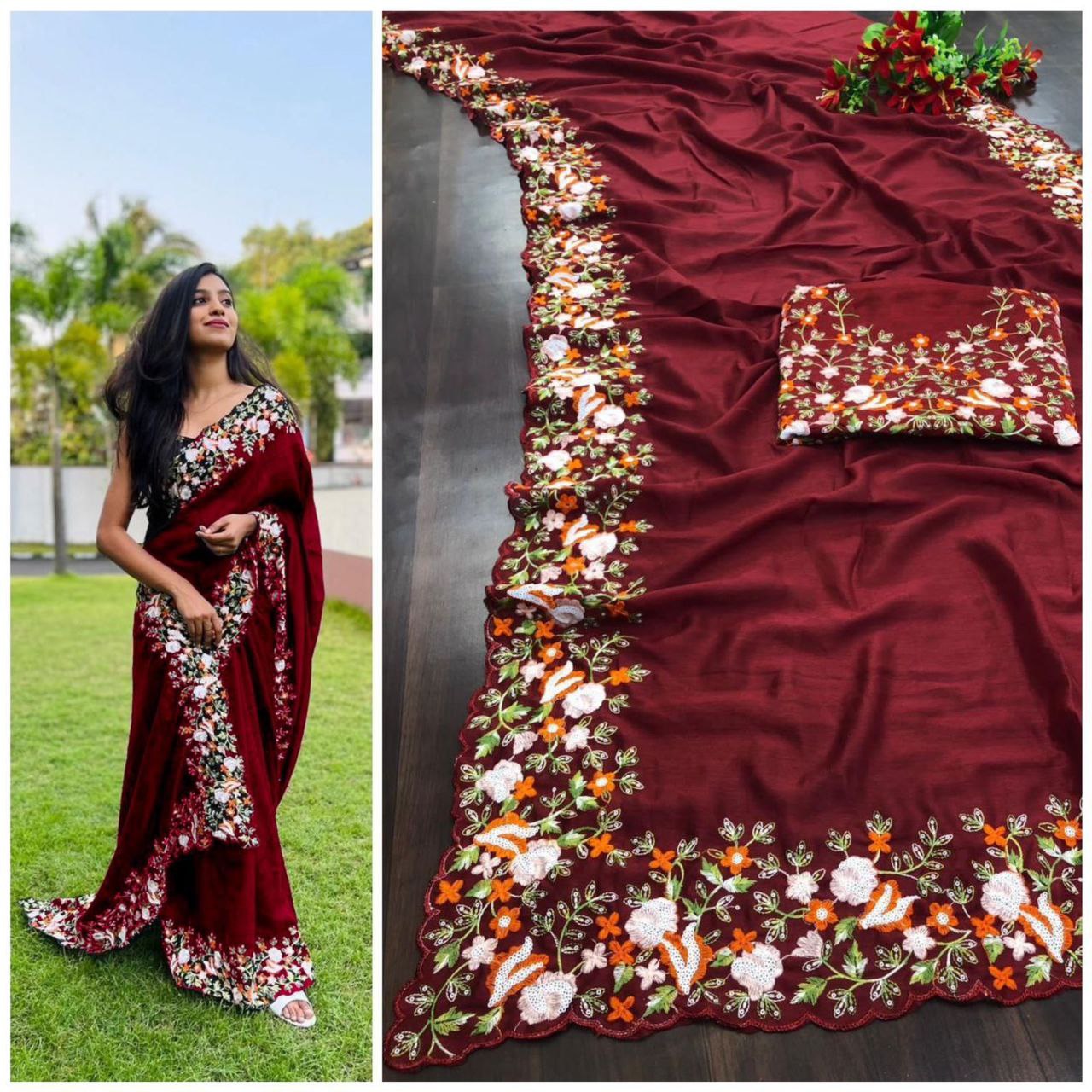 Designer Wedding Wear Vichitra Silk Saree
