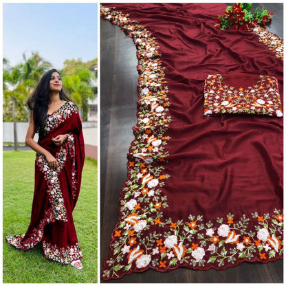 Designer Wedding Wear Vichitra Silk Saree