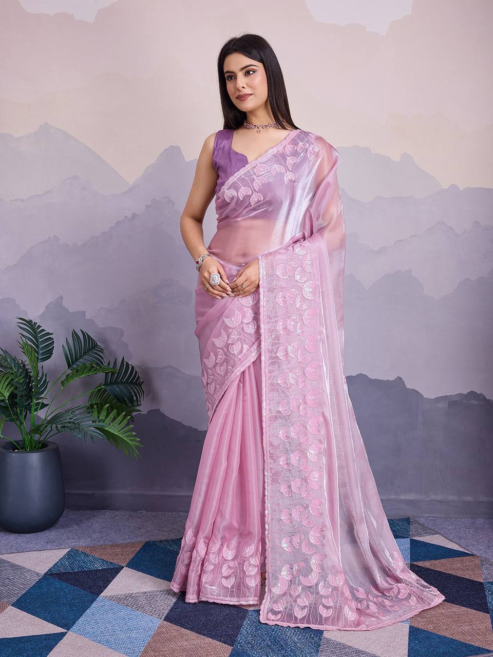 Pink Desiner Zimmy Choo Saree