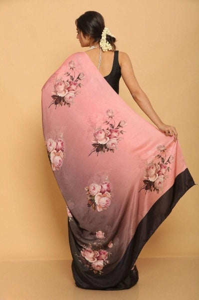 Digital Printed Japan Satin Silk Saree
