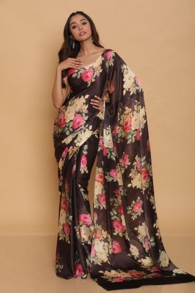 Digital Printed Japan Satin Silk Saree