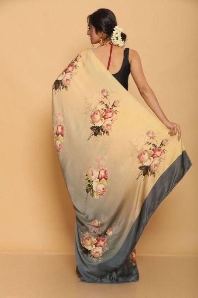 Digital Printed Japan Satin Silk Saree