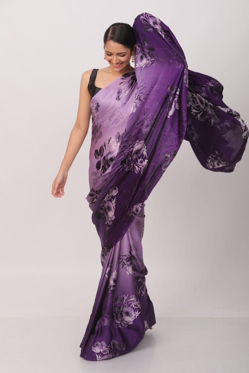 Digital Printed Japan Satin Silk Saree