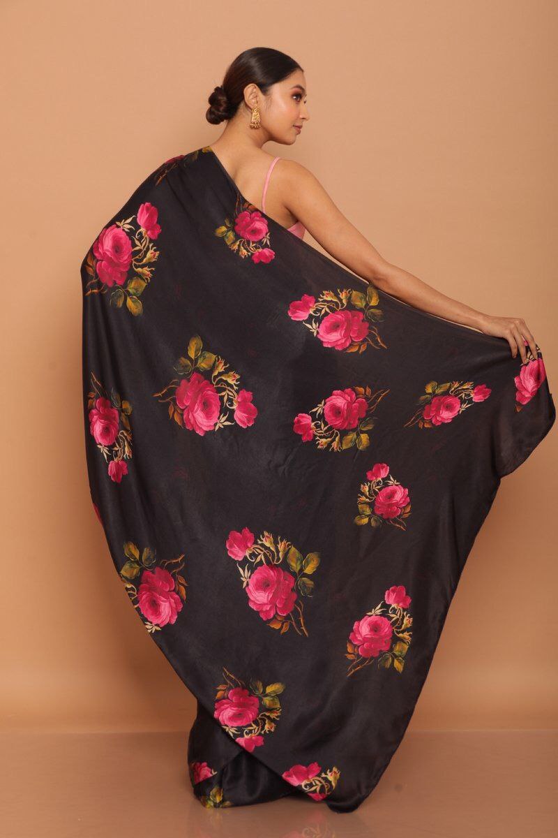 Digital Printed Japan Satin Silk Saree