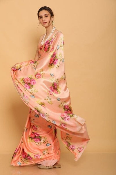Digital Printed Japan Satin Silk Saree