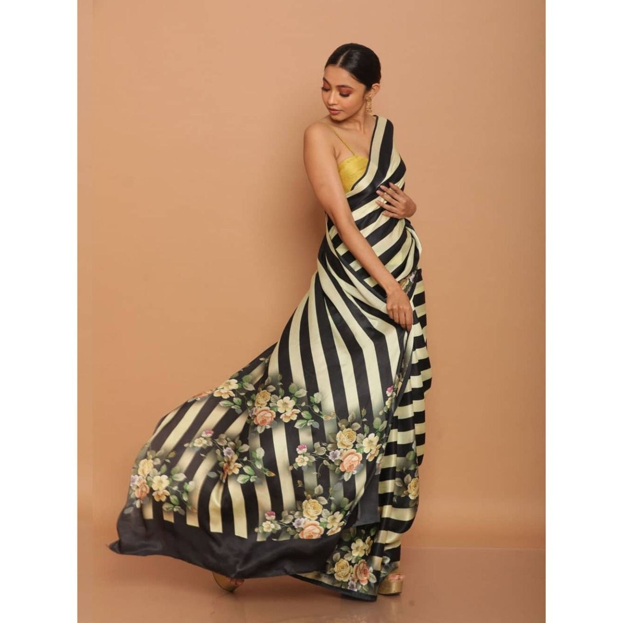 Digital Printed Japan Satin Silk Saree