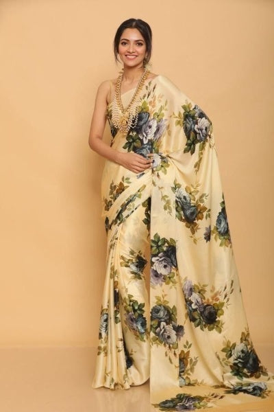 Digital Printed Japan Satin Silk Saree