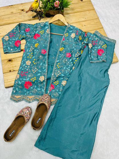 Dirty Blue Designer Three Piece Suit