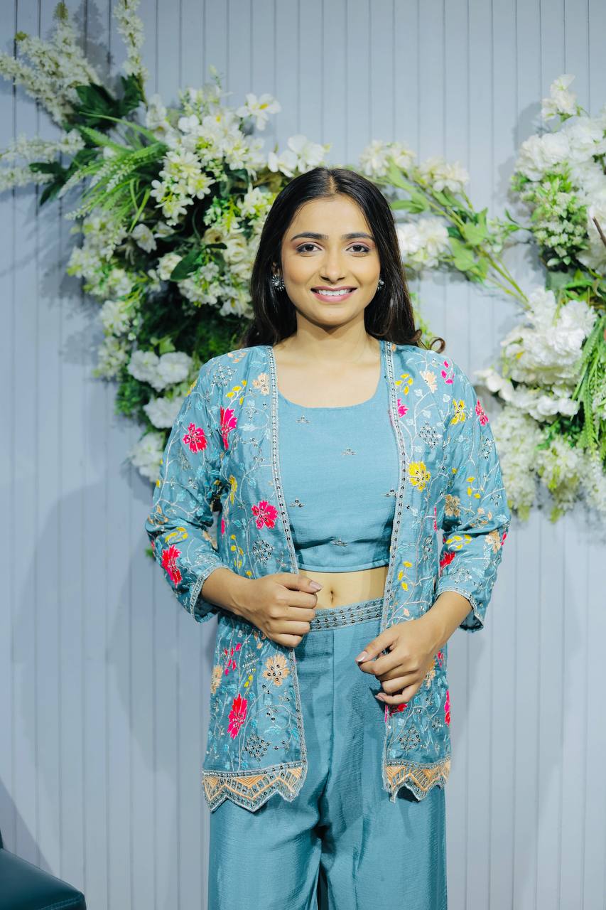 Dirty Blue Designer Three Piece Suit