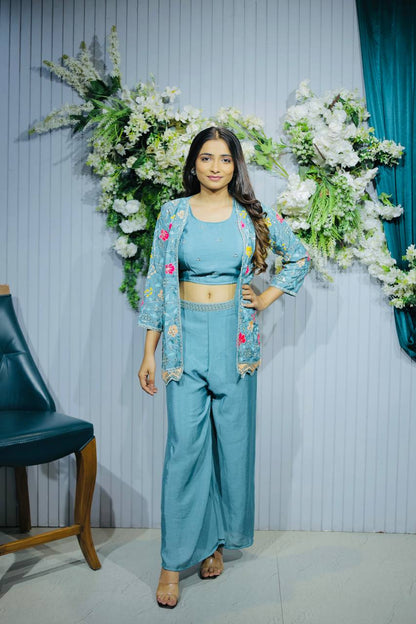 Dirty Blue Designer Three Piece Suit