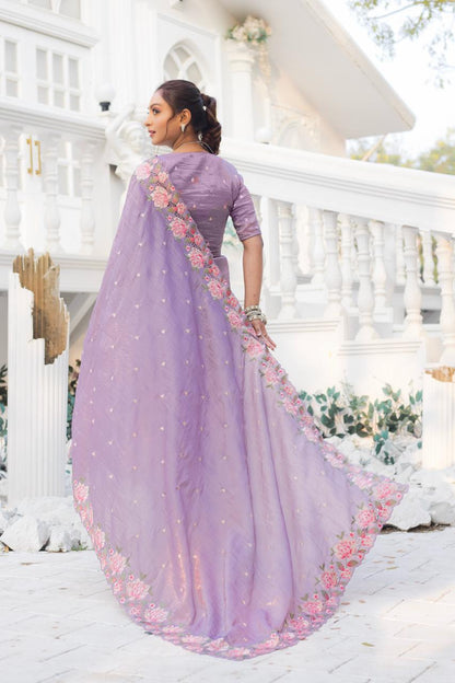 Dirty Lavender Crush Silk Saree
