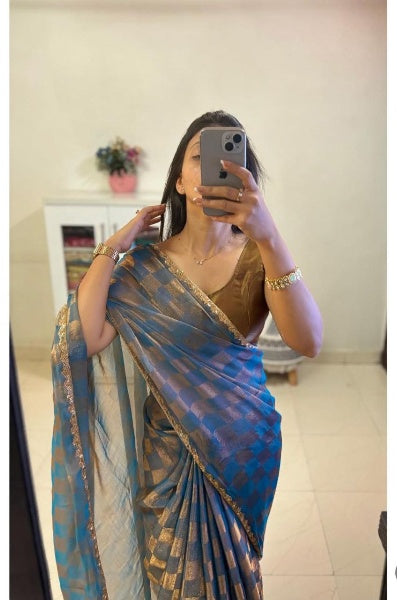 Dual Shade Fandy Chiffon Saree