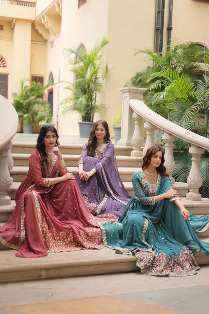 Copper Readymade Modern Sharara Set For Wedding