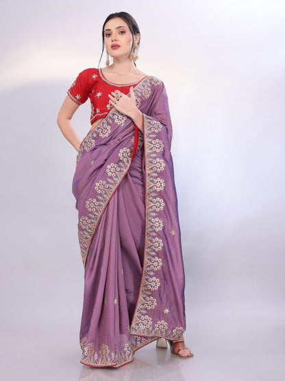 Dusty Lavender Two Tone Soft Silk Saree