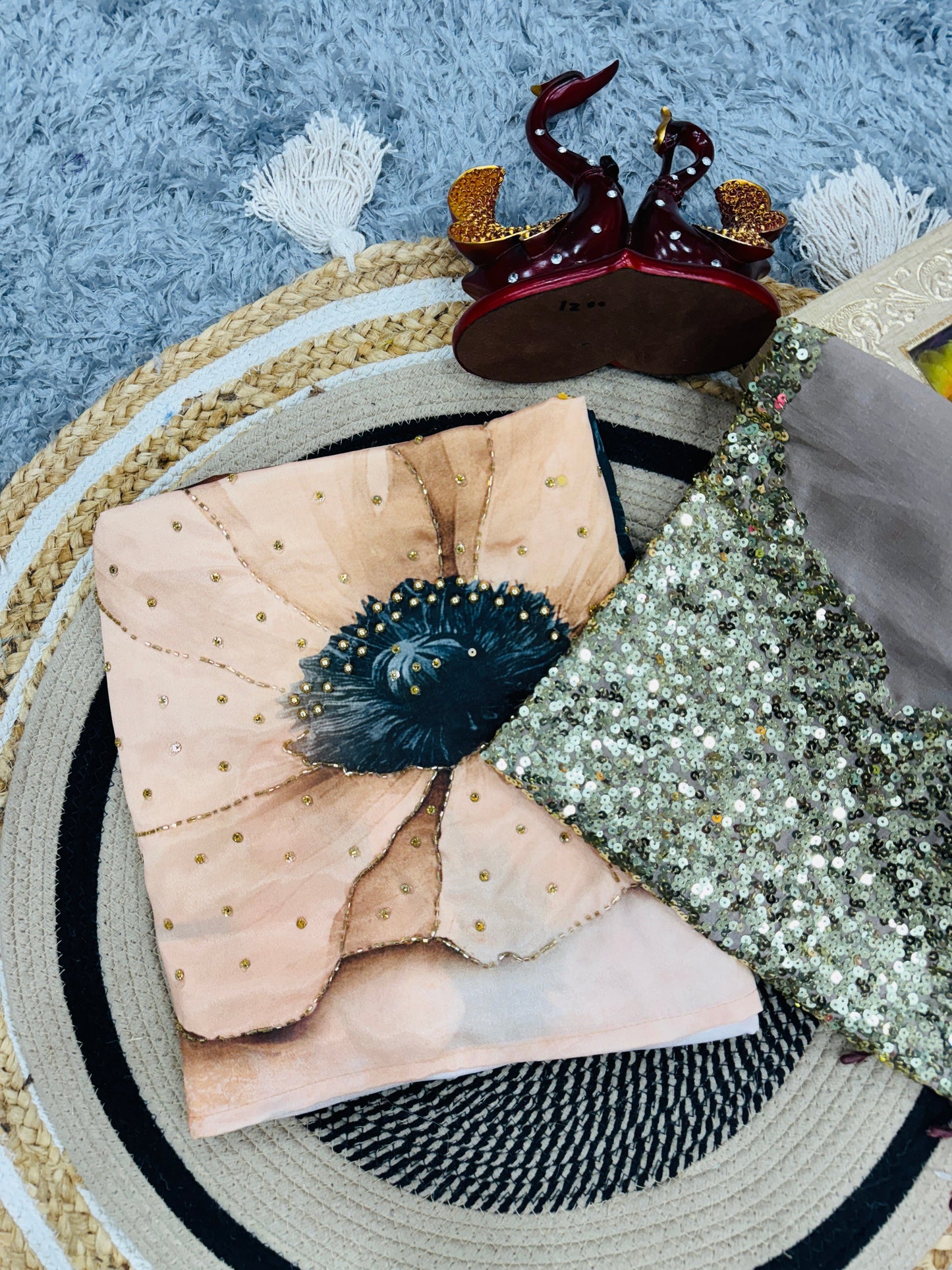 Fancy Designer Satin Crape Saree