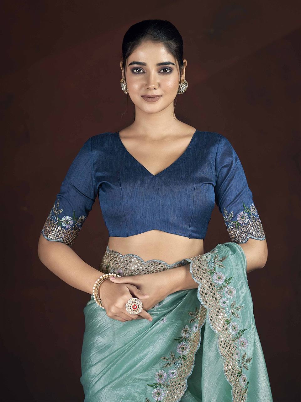 Fancy Gold Crunchy Saree