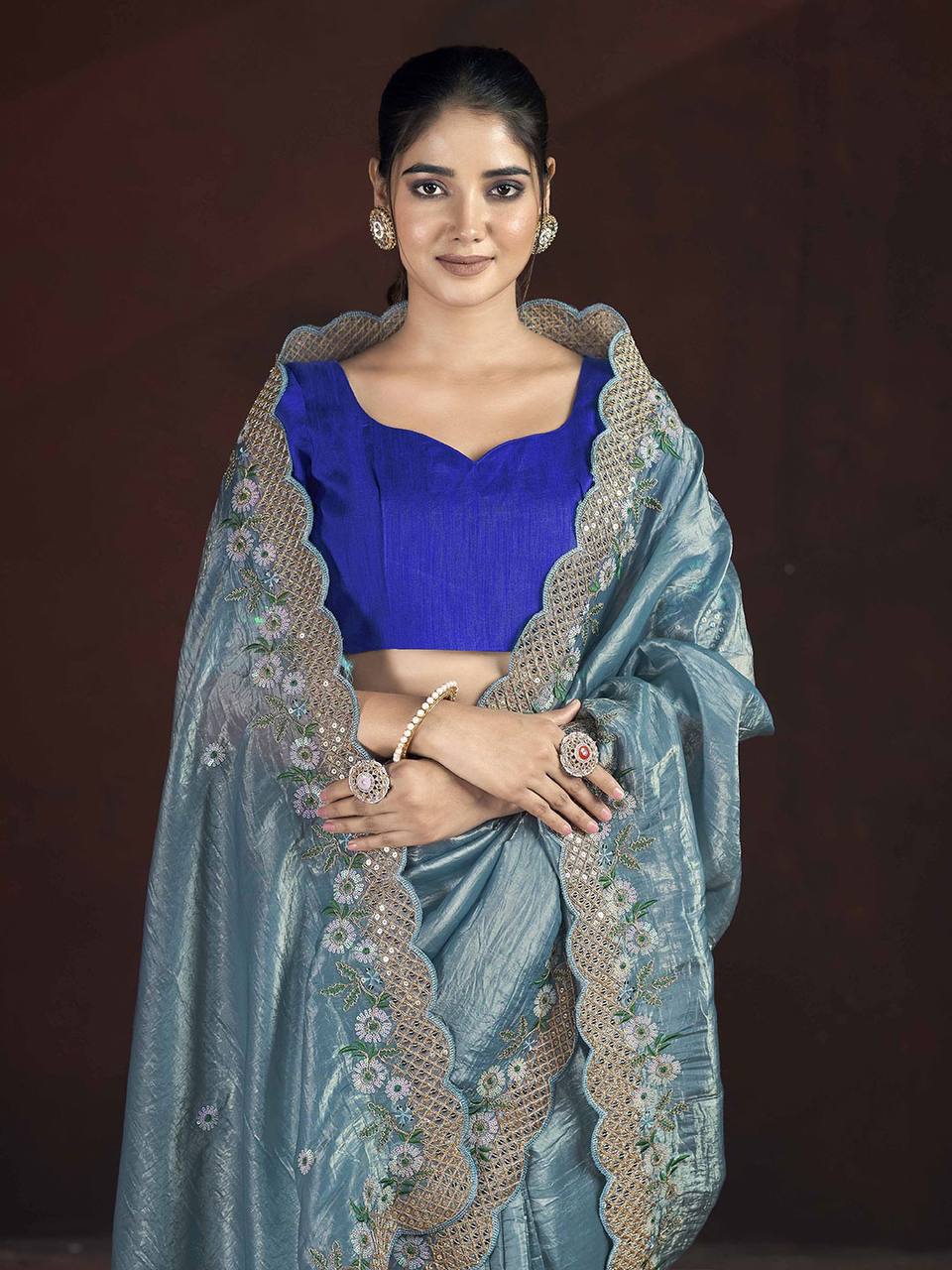 Fancy Gold Crunchy Saree