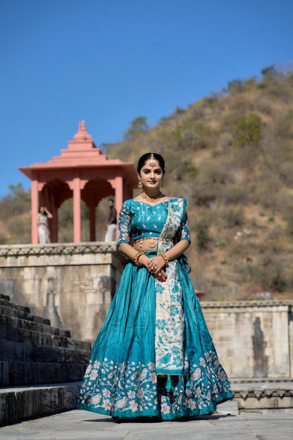 Firozi Manipuri Silk Lehenga Choli