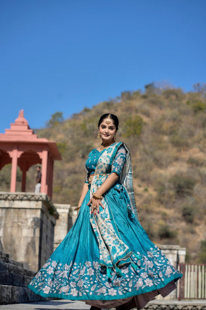 Firozi Manipuri Silk Lehenga Choli