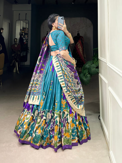 Firozi Traditional Tussar Silk Lehenga Choli