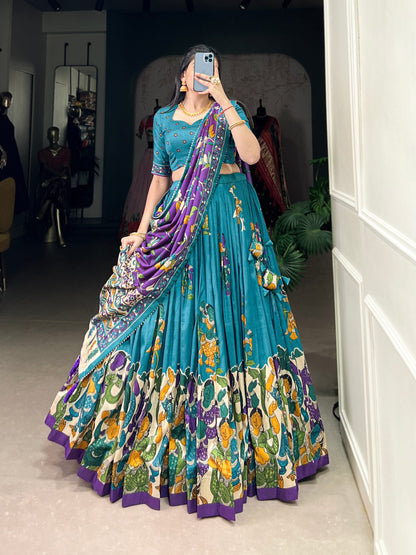Firozi Traditional Tussar Silk Lehenga Choli