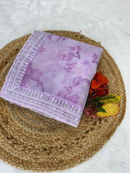 Floral Digital Printed Organza Silk Saree