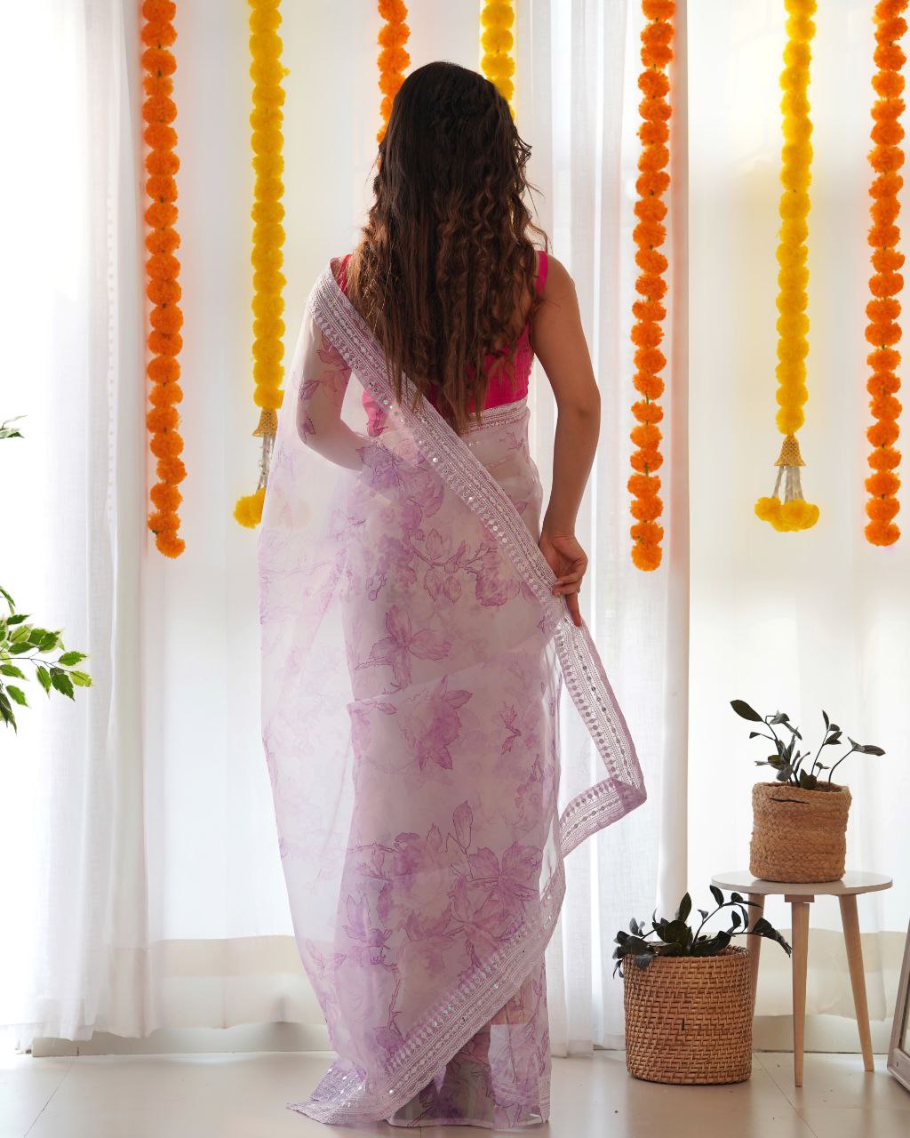 Floral Digital Printed Organza Silk Saree