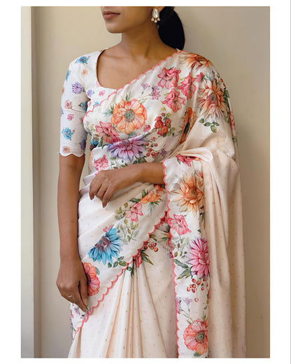 Floral Handloom Tussar Silk Saree With Color Option