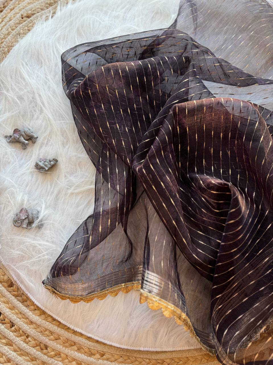 Floral Printed Designer Organza Silk Saree