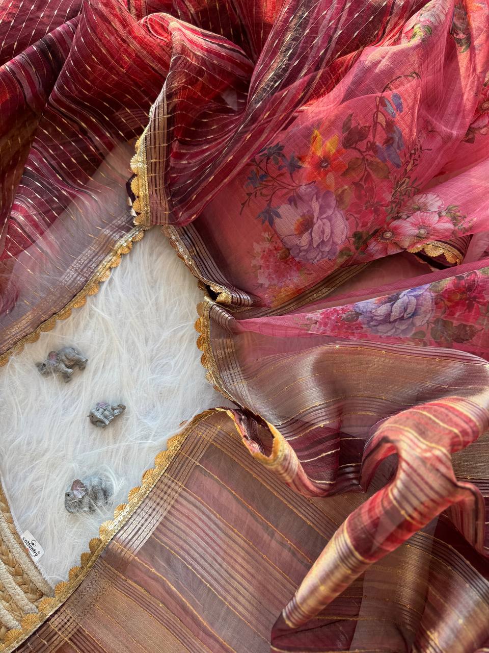 Floral Printed Designer Organza Silk Saree