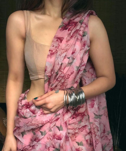 Floral Printed Georgette Saree