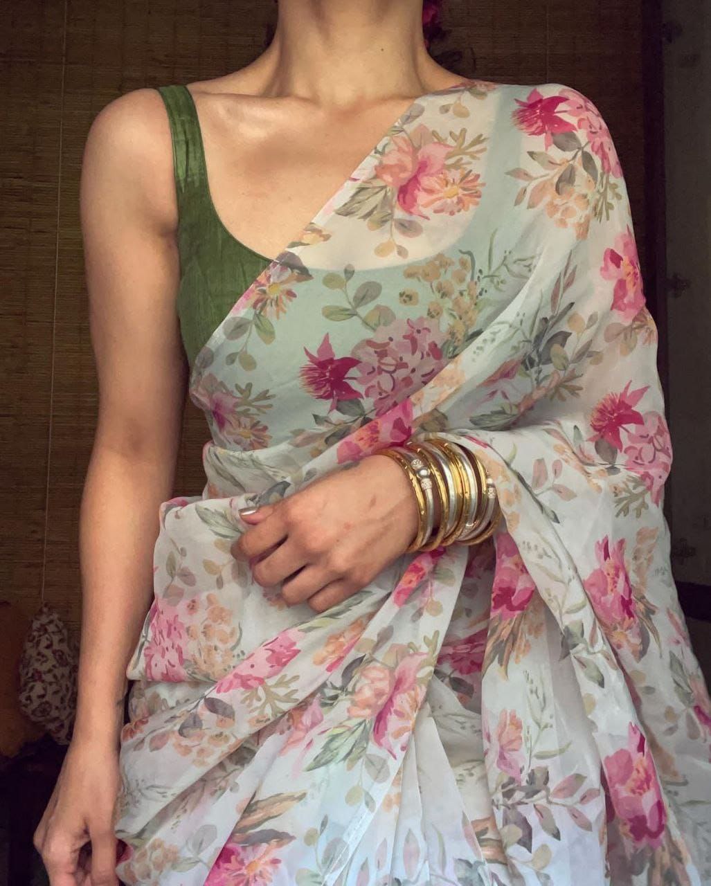 Floral Printed Georgette Saree
