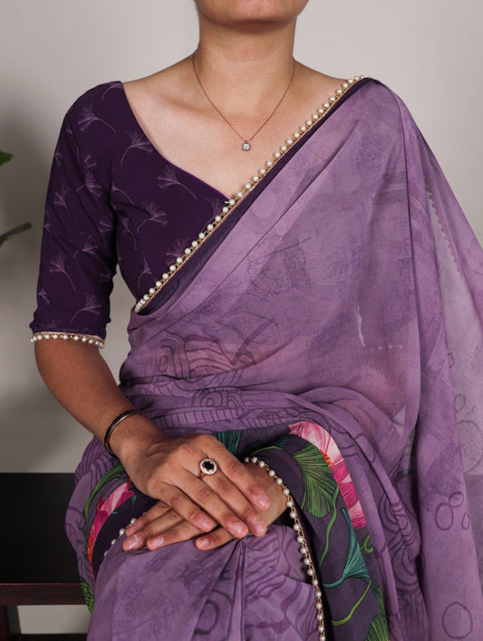 Floral Printed Georgette Saree