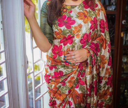 Floral Printed Georgette Saree