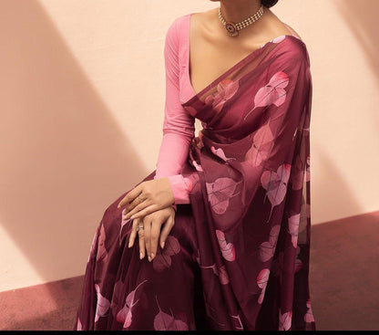 Floral Printed Georgette Saree