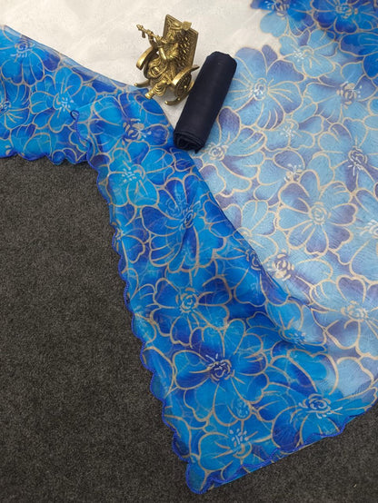 Floral Printed Organza Saree