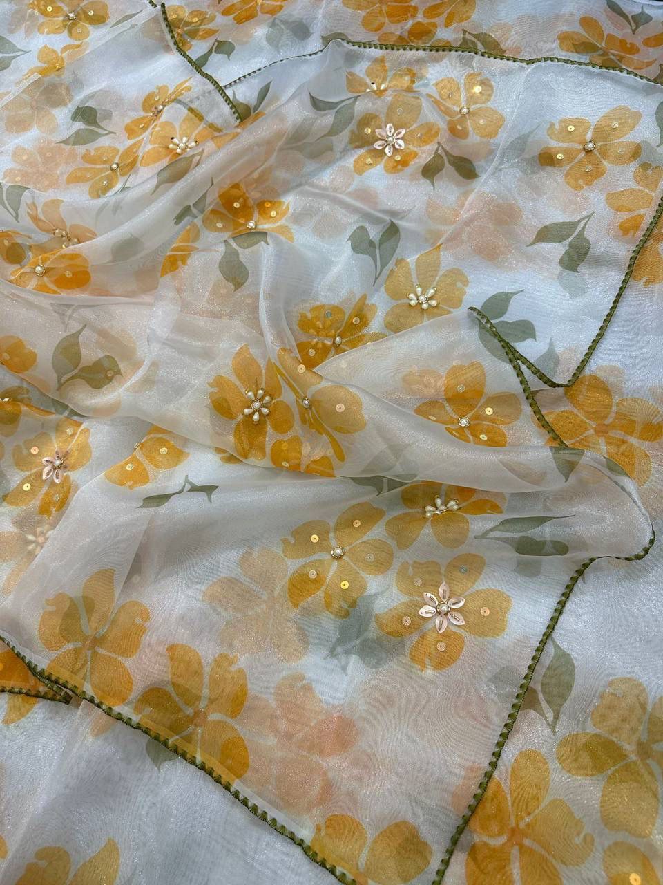Floral Printed Organza Silk Saree