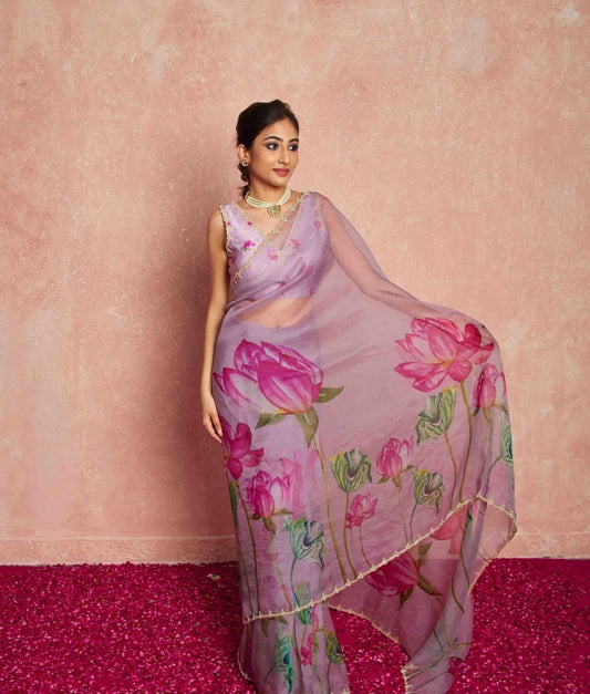 Floral Tabby Organza Silk Saree