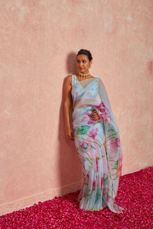 Floral Tabby Organza Silk Saree