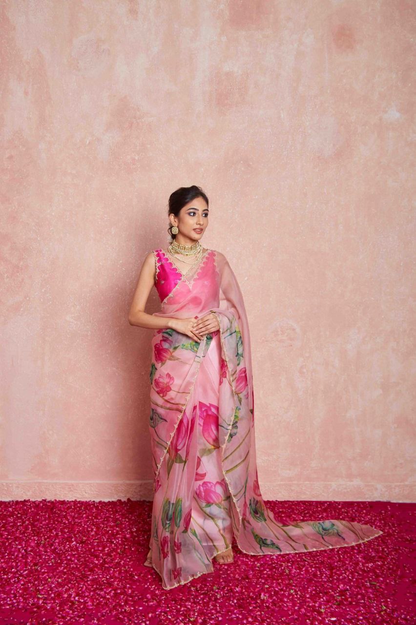 Floral Tabby Organza Silk Saree